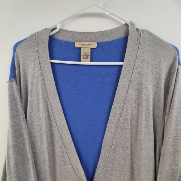 Vertical Design Cardigan Sweater V Neck Blue/Gray  Colorblock Women's Size 3X - Picture 4 of 8